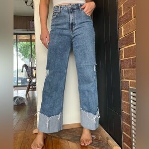 Cuffed wide leg jeans